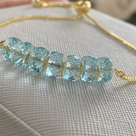 Jewelry - Gold and Aqua Crystal Bracelet